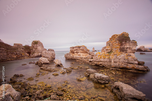 Cloudy weather also rocks the sea. Magnificent sea view on the Black Sea coast, Kerpe Cliffs Turkey