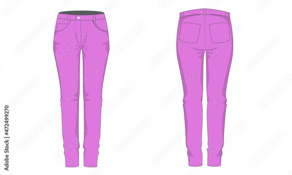 pants template jeans mockup womens fashion technical drawing low waist trousers vector illustration pants template jeans mockup womens fashion technical drawing low waist trousers vector illustration