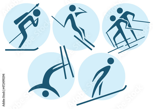 Winter sport icons set
