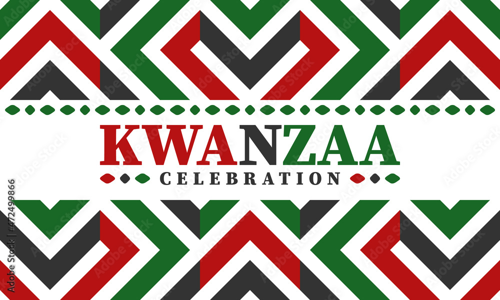Fototapeta premium Kwanzaa celebration. Happy African and African-American holiday. Seven days festival, celebrate annual from December to January. Black History. Poster, card, banner and background. Vector illustration