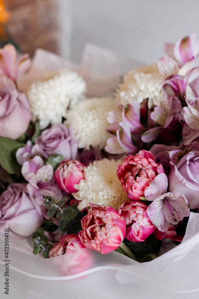 Pink and purple roses in a bouquet Pink and purple roses in a bouquet