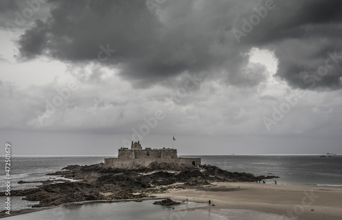 Storm clouds over the sea seen fron Saint Malo.