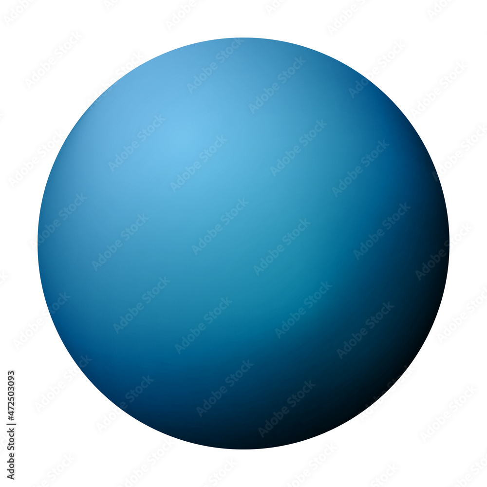 Glass blue ball or precious pearl. Glossy realistic ball, 3D abstract vector illustration highlighted on a white background. Big metal bubble with shadow