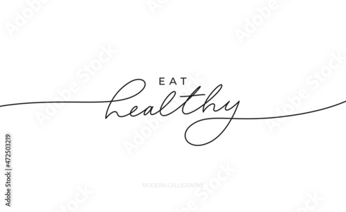 Live healthy vector linear lettering with swashes. Vector logo design template with hand-lettering text. Modern calligraphy with motivational and inspirational sense. For health and fitness centers