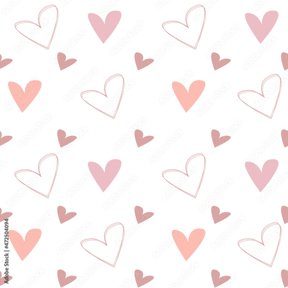 Seamless pink heart pattern. Concept for gift wrapping or textile