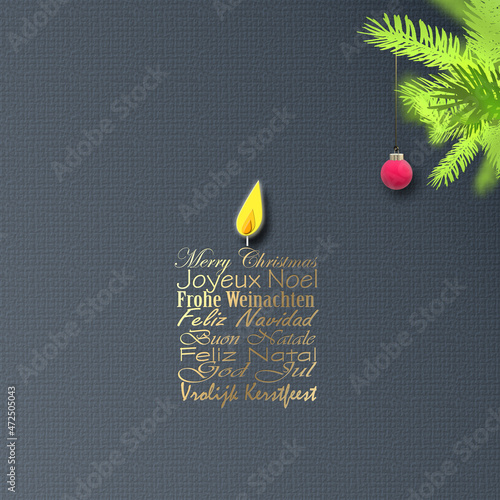 European Christmas Greeting card in different languages