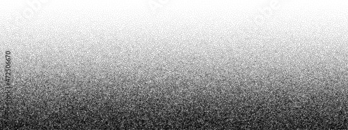 Dotwork gradient pattern vector background. Black noise stipple dots. Sand grain effect. Black dots grunge banner. Abstract noise dotwork pattern. Gradient circles. Stochastic dotted vector background photo