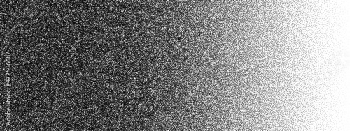 Dotwork gradient pattern vector background. Black noise stipple dots. Sand grain effect. Black dots grunge banner. Abstract noise dotwork pattern. Gradient circles. Stochastic dotted vector background
