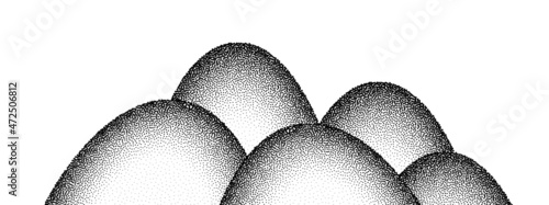 Dotwork mountain grain pattern background. Black noise stipple dots hill. Sand grain effect. Dots grunge banner. Abstract noise dotwork pattern. Mountain circles texture. Dotted vector background.