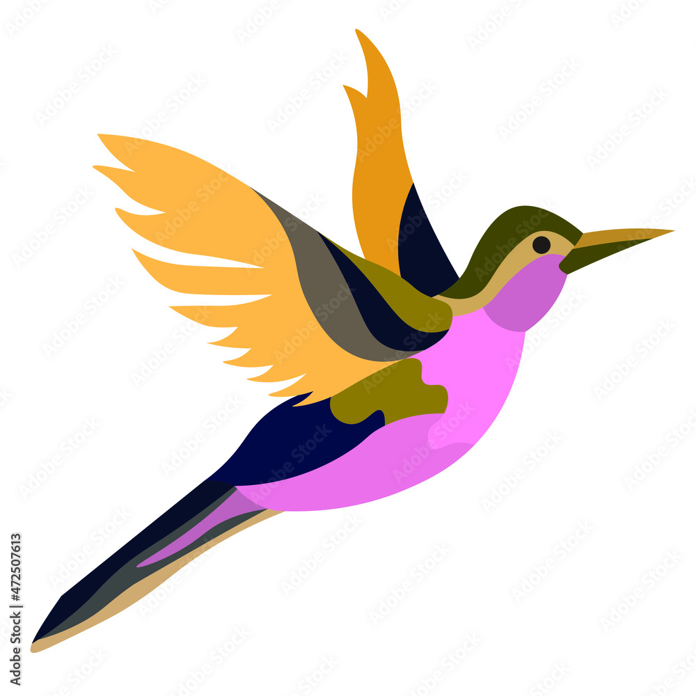 Obraz premium bird in flight with open wings. the magic bird of happiness. Vector