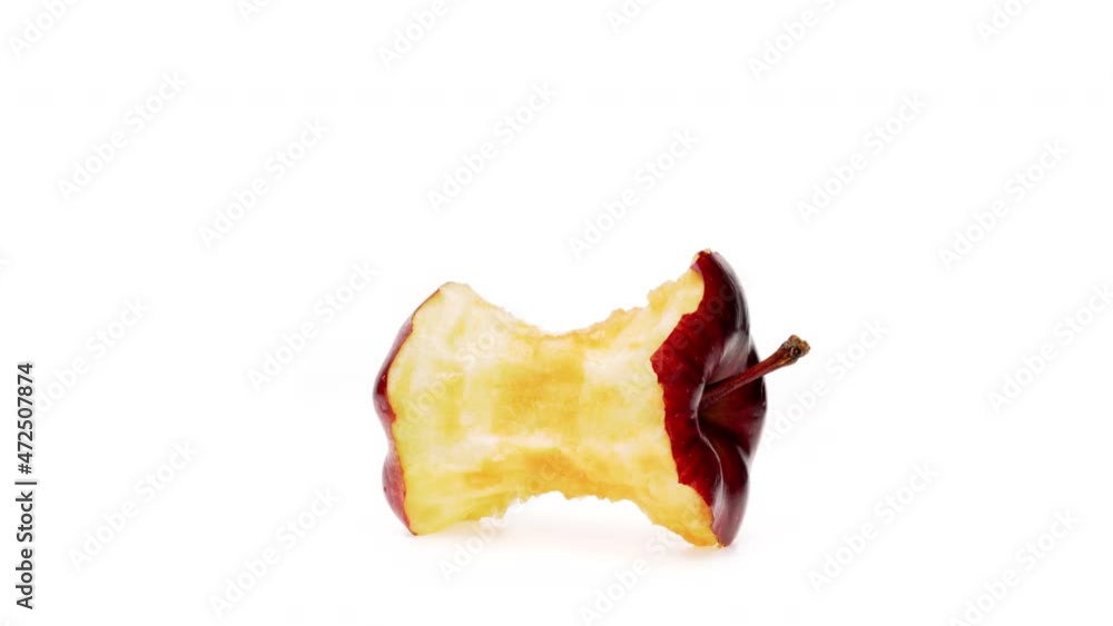 Apple core rotating on white background. Apple core rotating on white background.