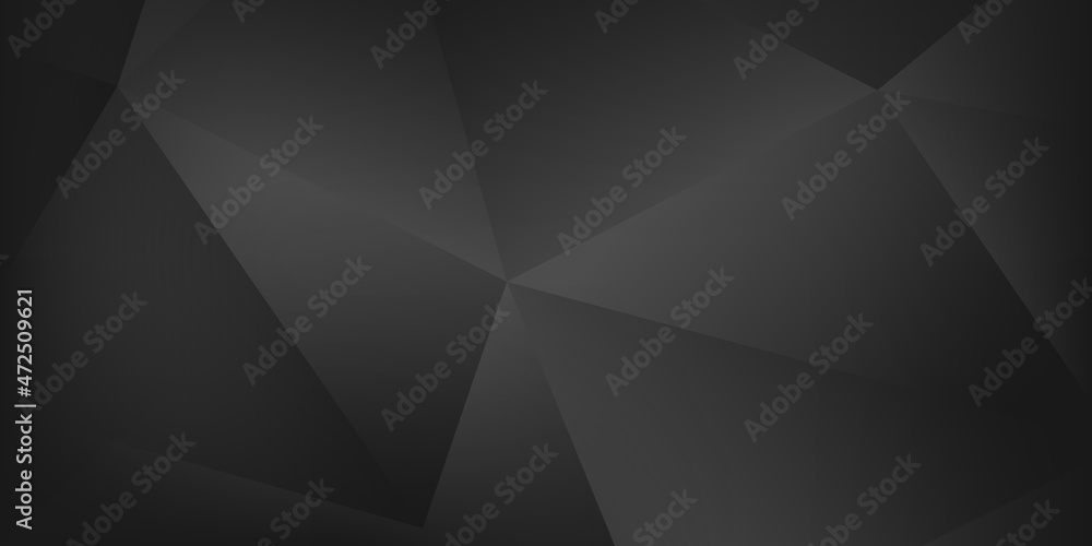 Abstract Modern Background with Triangle Lowpoly Element and Dark Black Gradient Color
