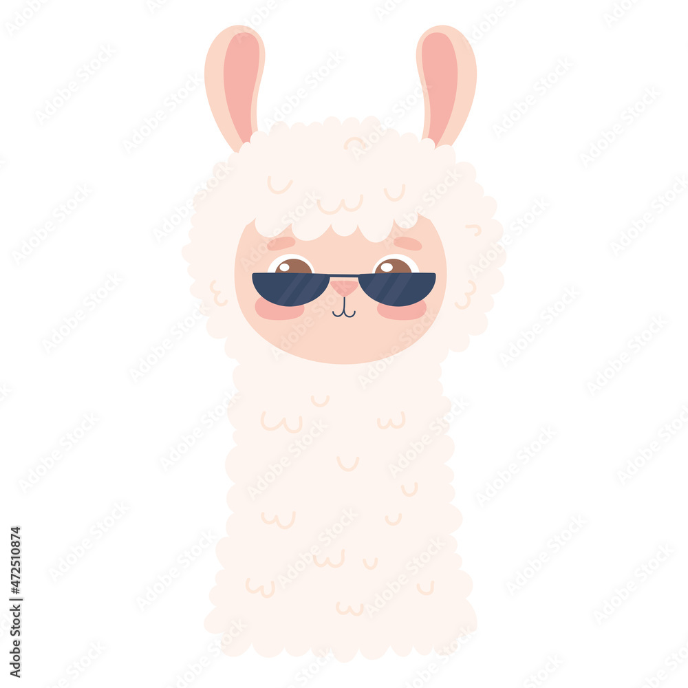 Fototapeta premium cute llama with sunglasses