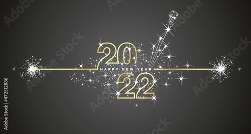 Canvas Happy New Year 2022 eve line design loading sparkle firework champagne open gold