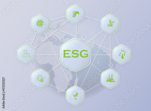 Environmental conservation and sustainable development ESG modernization. An informational banner calling to remember about the participation of this company in solving environmental problems. Vector