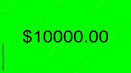 1000000 dollars animation 4K video on green background. Counting money animation