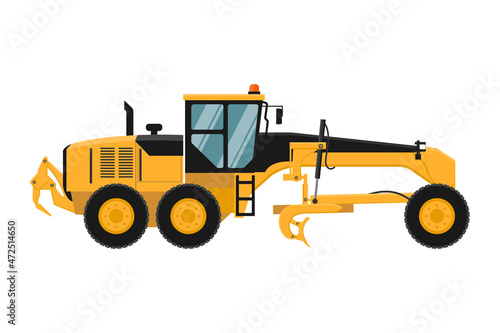 yellow motor grader for construction