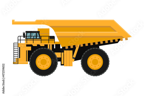 vector of giant yellow mining truck on white background