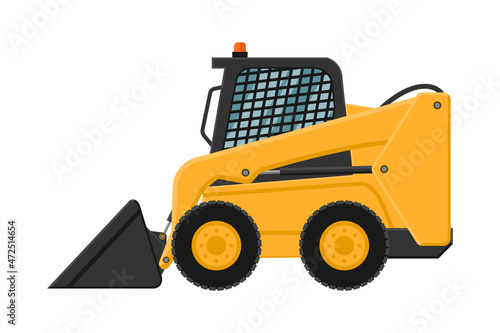 mini front loader machinery on white background