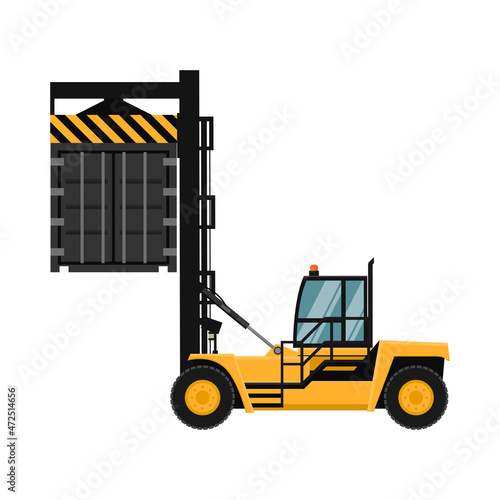 forklift machinery moving a container