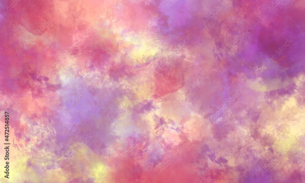 Watercolor background in pink, yellow and purple tones. Copy space, horizontal banner. Watercolor background in pink, yellow and purple tones. Copy space, horizontal banner.