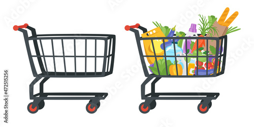 Fototapete Vector cartoon style illustration of shopping cart