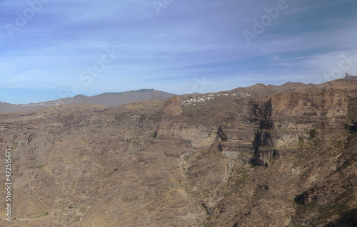 Gran Canaria, landscape of the central mountainous part of the island, Landscapes around hiking route in Barranco de Siberio valley, edge of nature park Pajonales 