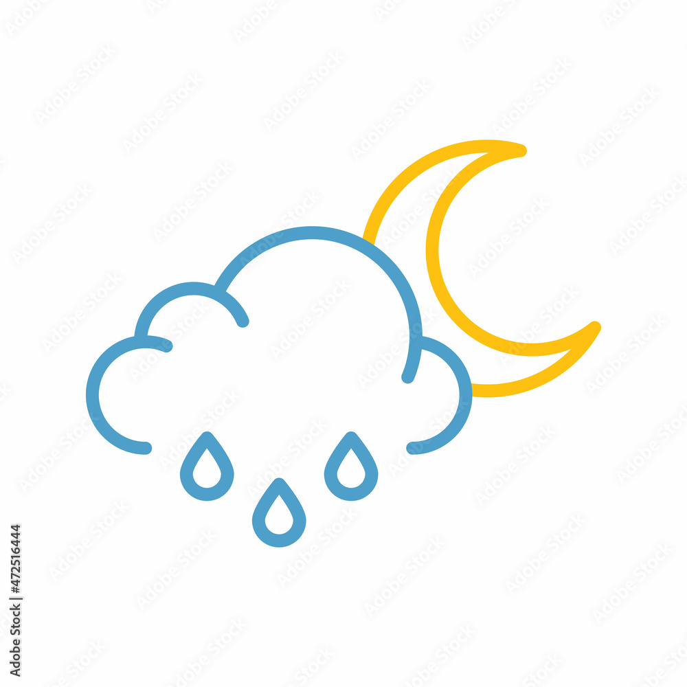 night rain line art vector icon night rain line art vector icon