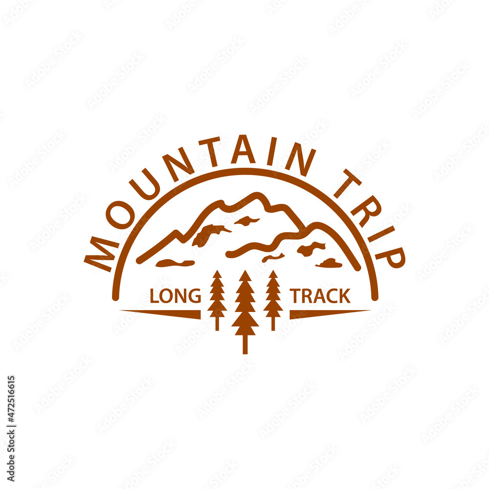 mountain of fir trees hiking adventure logo icon mountain of fir trees hiking adventure logo icon