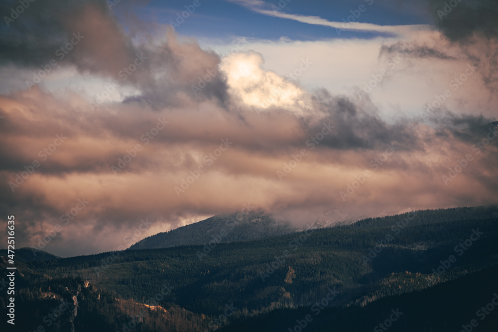 Tatra Mountains in Poland, View in Cloudy November Day.