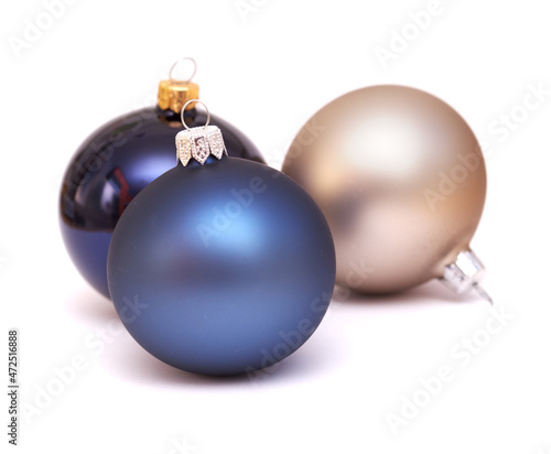 Beautiful Christmas tree baubles, isolated on white background
