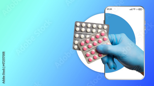 Human hand with medications...