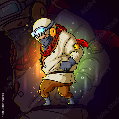The graffiti man is standing with a stance esport logo design