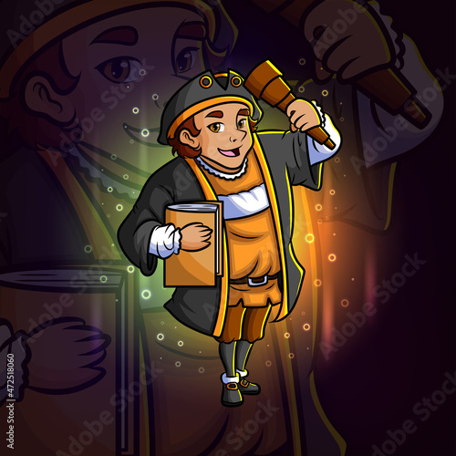 The christopher columbus pirates with the binoculars esport mascot design