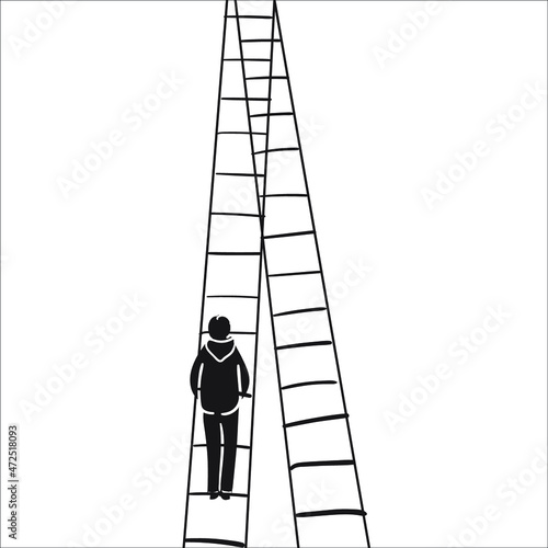 vector outline or hand image, with the theme of challenges to climb stairs