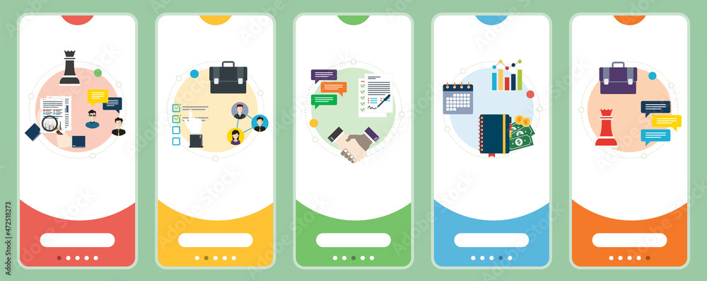 Obraz premium Negotitation, meeting business, signature contract, earnings calendar icons.