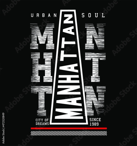 Manhattan A triangel typography graphic vector illustratio
