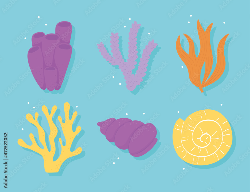 Fototapeta premium set undersea seaweed