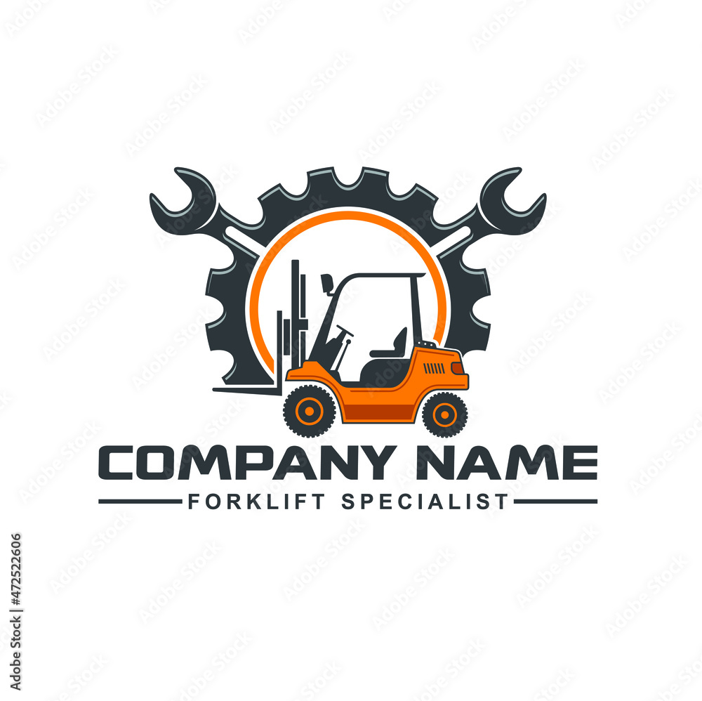 logo template for forklift mechanic, forklift service, forklift