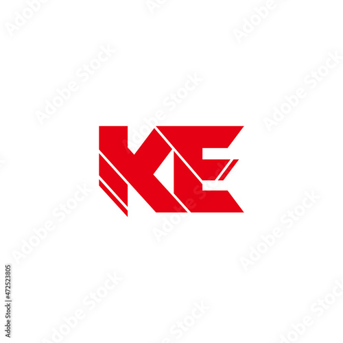 letter ek simple geometric slice design logo vector