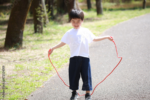 Quadro su tela 縄跳びをする男の子
