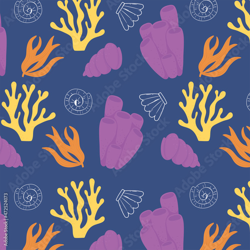 undersea seaweed and coral reef