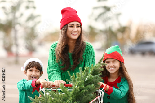 Woman and her cute children...