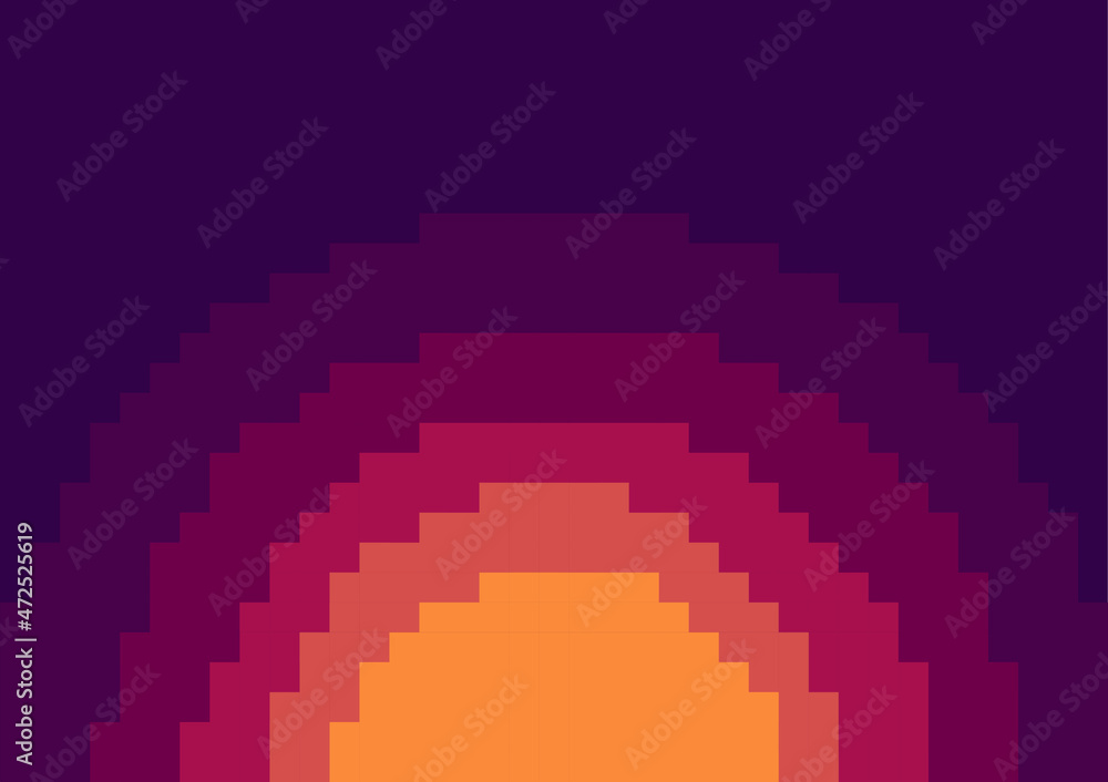 Fototapeta premium sunset illustration in pixel style