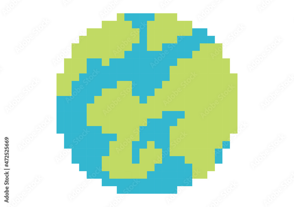 earth illustration with pixel theme earth illustration with pixel theme