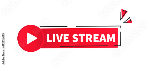Vector live stream logo 3d style with play button