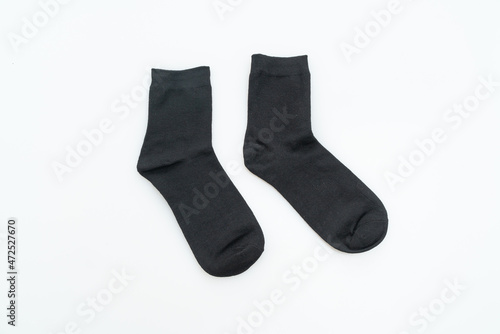 black sock on white background
