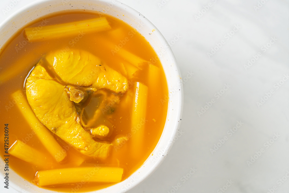 Sour soup with lotus stem and fish Sour soup with lotus stem and fish