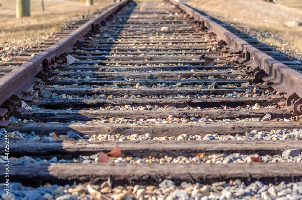 Old and rusty railroad tracks