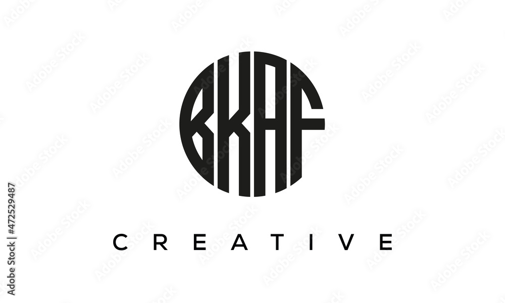 Letters BKAF creative circle logo design vector, 4 letters logo Letters BKAF creative circle logo design vector, 4 letters logo